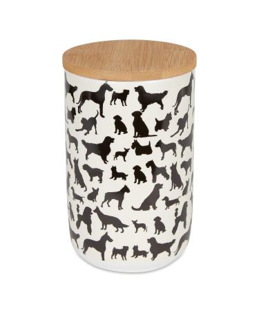 Bone Dry Ceramic Pet Silhouette Collection, Treat Canister, 4x6.5" Black/White, Dog Show