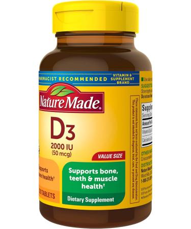 Vitamin D3 2000 IU 220 Tablets - Immune Health, Strong Bones & Muscles - 250% Daily Value - 1 Pack - Buy Online on GoSupps.com