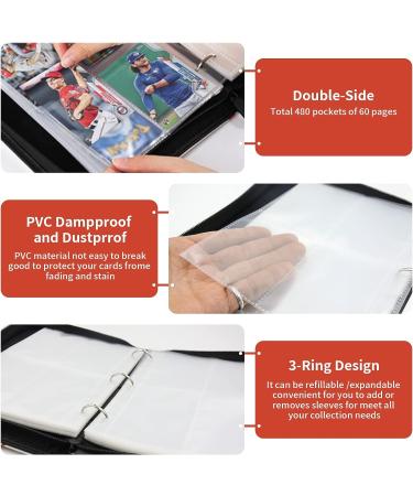 Fiuottu Baseball Card Binder 4-Pocket 480 Cards with 60 Removable Sleeves Trading Card Albums Sleeve Protectors  Sports Card Binder Collectible Trading Card Albums (Baseball) (White) - Buy Online on GoSupps.com