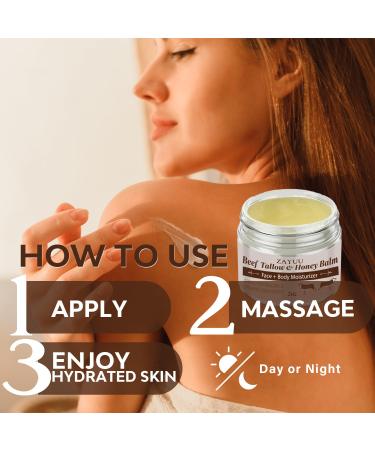 Beef Tallow & Honey Balm - All-Natural Moisturizer for Face & Body | Grass-Fed Tallow & Raw Honey Hydration - Buy Online on GoSupps.com