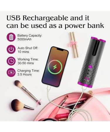 Automatic Cordless Hair Curler | Adjustable Timer & Temperature | Fast Heating Ceramic Curling Iron with LCD Display - Portable & Easy to Use - Buy Online on GoSupps.com