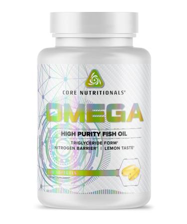 Core Nutritionals Omega High Purity Fish Oil | Triglyceride Form EPA & DHA | 1300mg Omega-3s | Brain & Heart Health Support | Lemon Taste | 120 Softgels