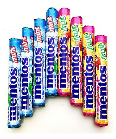 Mentos Pack of 8 Rolls (4 Rolls of Mint and 4 Rolls of Fruit)