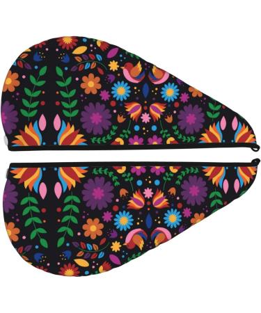 Colorful Floral Hair Towel Wrap - Quick Drying Hair Turban with Button | Premium Hair Drying Towel - Buy Online on GoSupps.com