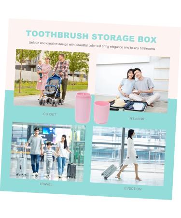 Magiclulu Multi-Purpose Toothbrush Storage Box & Travel Washing Cup - Pink | Outdoor Toothpaste Holder 20.5x6cm - Buy Online on GoSupps.com