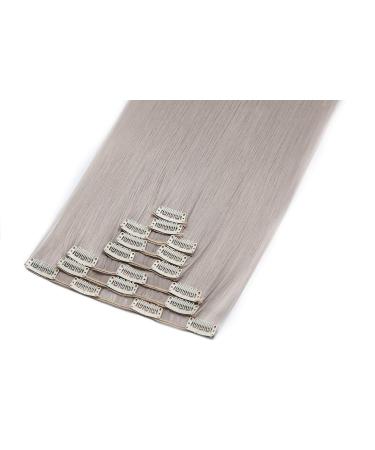 Premium Clip-In Hair Extensions - Light Gray Synthetic 66cm | Full Head 8 Tressen with 18 Clips - Realistic & Easy to Use - Buy Online on GoSupps.com