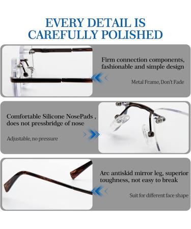 Rimless Reading Glasses 1.25x for Men & Women - Anti-UV Blue Light Blocker HD Clarity Spring Hinge - 3 Colors Available - Buy Online on GoSupps.com