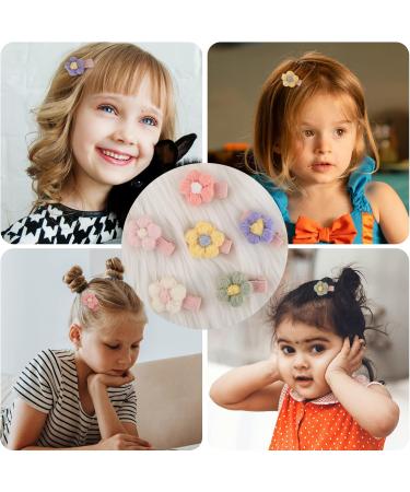 12PCS Plush Flower Baby Hair Clips - Cute Hair Accessories for Girls - Buy Online on GoSupps.com