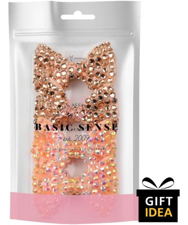 BasicSense 4 Pieces Shiny Rhinestone Small Bow Crocodile Alligator Hair Clips for Girls Gold - Peach - Buy Online on GoSupps.com