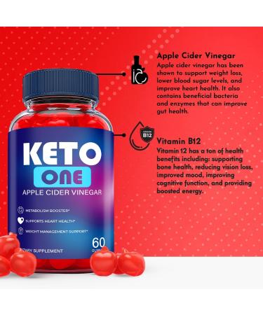 Keto One ACV Gummies - Vegan Formula with Vitamin B12 (60 Gummies) - Buy Online on GoSupps.com