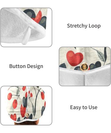 Red Black Heart Leaf Hair Towel 2 Pack | Super Absorbent Quick Dry Hair Turban for Women & Girls - Buy Online on GoSupps.com