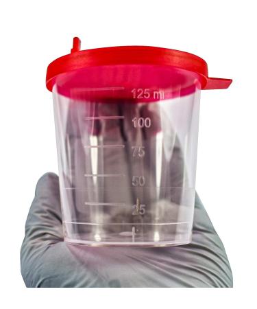 Medi-Inn+ Urine Cup 125 ml with Red Snap-On Lid - 10 Pack Plastic Urine Sample Collection Cups for Accurate Testing - International Shipping Available - Buy Online on GoSupps.com