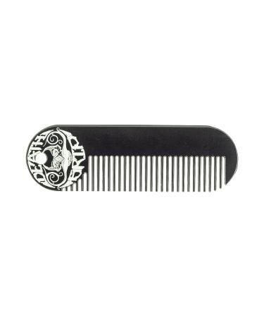 Beard Comb Or Fine Tooth Moustache Pocket Stainless Steel Metal Powder Coated Black Keychain Mustache Comb For Men - 3.25 x 1 Inches by Death Grip