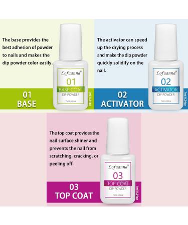 Lofuanna Dip Powder Nail Starter Kit - Glitter Set | 9Pcs Dip Powder Set for DIY French Nail Art Manicure | Base Top Coat Activator Included | No UV/LED Needed | Beginners Friendly - Buy Online on GoSupps.com