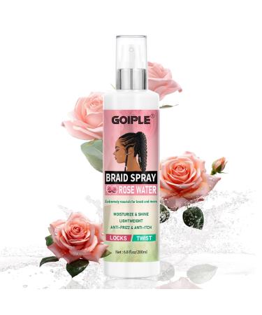 6.8 fl oz Braid Spray Rose Mint for Dreads Dreadlocks Locks Spray Rose Water Braid Spray for Itchy Scalp Shine & Lightweight for Dull Hair Twists Cornrows Braid Spray for Box Braids Moisturizer 6.8 Fl Oz (Pack of 1)