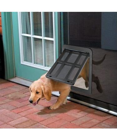 Pet Dog Screen Door Doggy Door with Magnetic Flap Lockable Cat Door for Existing Screen/Sliding Door, Window and Porch Black