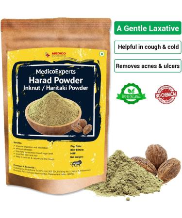 Haritaki Powder Organic - 200 GMS | 100% Pure Harde Powder | Kadukkai Powder | Harad Powder | Inknut Powder for Dark Circles Face Skin & Healthy Digestion - Buy Online on GoSupps.com