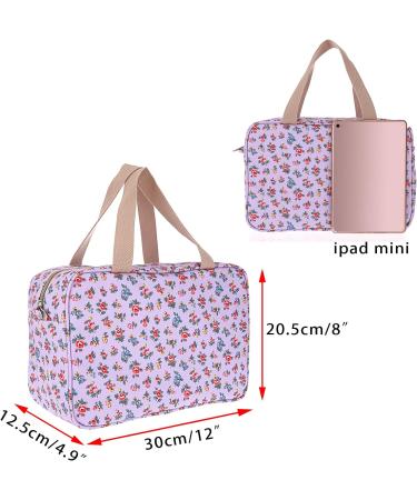IGNPION Woman Large Travel Toiletry Bag - Waterproof Cosmetic Organizer for Makeup, Swimming and Gym - Purple Small Flower Design - Buy Online on GoSupps.com