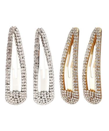 KALLORY 4pcs Rhinestone Bb Clip Rhinestones Wedding Headpiece for Bride Glitter Snap Clip Manicure