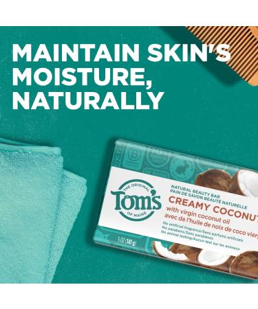 Tom's of Maine Creamy Coconut Natural Beauty Bar Soap | 5 oz | Virgin Coconut Oil | Eco-Friendly & Vegan - Buy Online on GoSupps.com