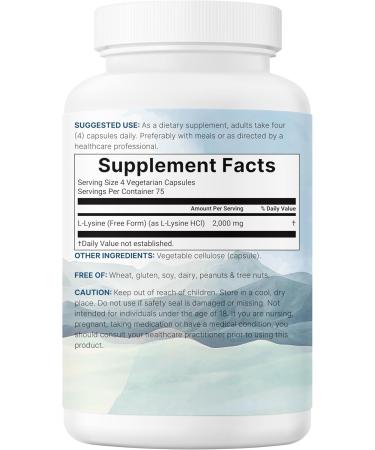 Pure L-Lysine 2 000mg 300 Veggie Capsules | Maximum Potency Easily Absorbed Free Form | Essential Amino Acid for Collagen Lip & Immune Support | Clean Ingredients Without Fillers - Buy Online on GoSupps.com