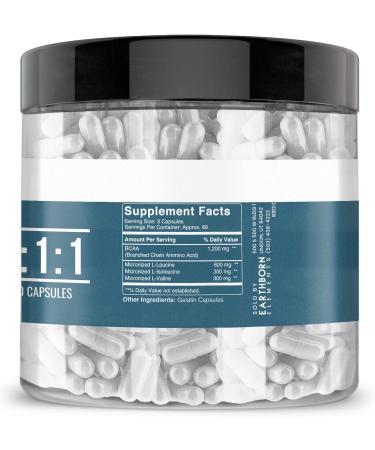 Earthborn Elements BCAA 200 Capsules - Pure Undiluted No Additives | International Shipping Available - Buy Online on GoSupps.com