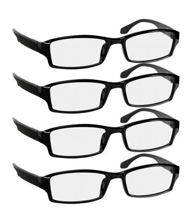 Reading Glasses with Comfort Spring Hinges for Men and Women by TruVision Readers - 9501HP 4 Pack Black 2.0 x