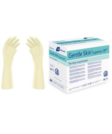 Surgical Gloves - Medium Powder Free Sterile Latex Disposable for Surgery Operations and Medical Exam PPE (Natural Latex) (Size 8) (50 Pairs) - Meditrade Gentle Skin Superior OP Superior OP 8