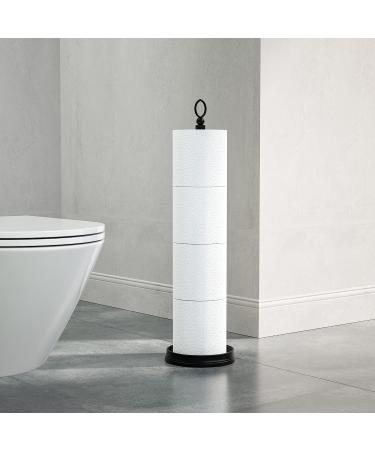 ROLABAM Heavy Weighted Toilet Paper Holder with Reserve Function - Matte Black Stand for Bathroom - 22.5 Total Height - Buy Online on GoSupps.com