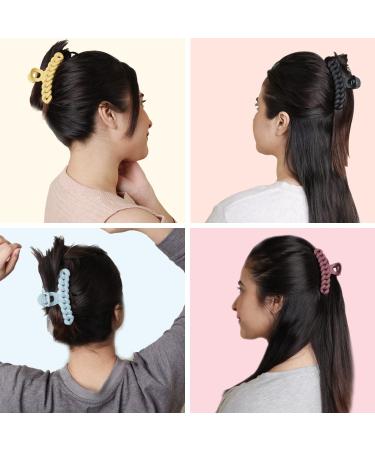 CLIPXY Premium 4.3 Inch Matte Coated Claw Clips Set - Bundle of 6 Sturdy Hair Clips for Thick Hair Women - Durable Hair Bands Included - Ideal for Everyday Wear - Buy Online on GoSupps.com