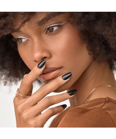KISS imPRESS No Glue Mani Press On Nails - All Black Coffin Shape Medium Size 30 Nails & Accessories - Buy Online on GoSupps.com