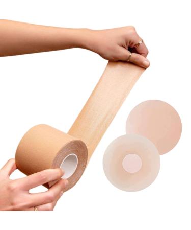 FLANCCI Boob Tape Boobytape for Breast Lift | Achieve Chest Brace Lift & Contour of Breasts | Sticky Body Tape for Push up & Shape in All Clothing Fabric Dress Types | Waterproof Sweat-Proof Bob Tape