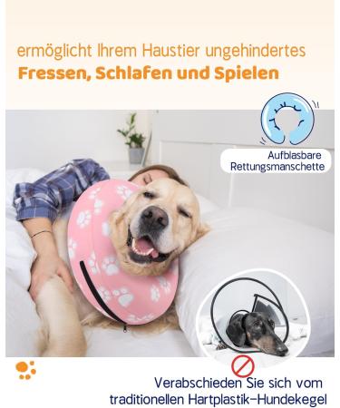 Supet Rewrise Dog Inflatable Collar - Comfortable Protective Recovery Collar for Dogs & Cats (Pink Paw XL 35.6-45.7cm) - Buy Online on GoSupps.com