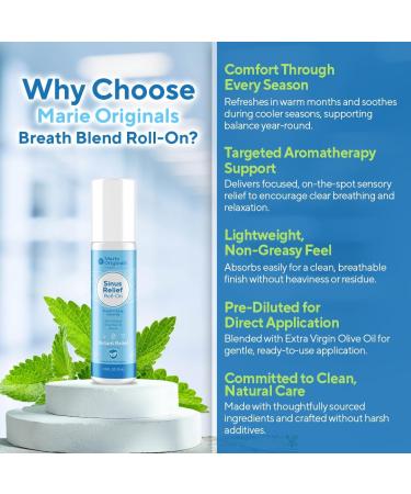 Marie Originals Breathe Blend Essential Oils Sinus Roll on | Natural Eucalyptus Peppermint Lavender Essential Oil Roll on | Aromatherapy Support for Clear Breathing Head Ease Relaxation | 10 mL - Buy Online on GoSupps.com