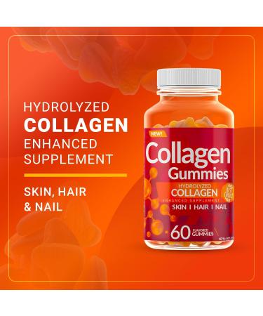 Enhanced Hydrolyzed Collagen Gummies - For Hair Skin and Nails. 60 Delicious Flavoured Gummies - Buy Online on GoSupps.com