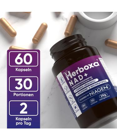 Herboxa NAD+ | Nicotinamide Riboside | Niaigen Patented Formula with Kaneka CoQ10 Vitamin E & B12 for Fatigue Relief - 60 Capsules - Buy Online on GoSupps.com