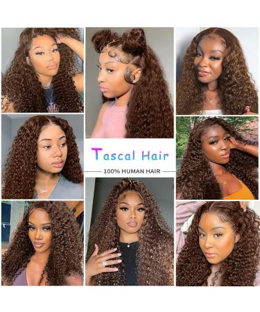 Chocolate Brown Deep Wave Lace Front Wig - Brazilian Human Hair, 20 Inch, Pre Plucked with Baby Hair, 150% Density - Buy Online on GoSupps.com