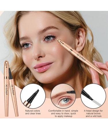 Landrain 3D Eyebrow Pencil Waterproof Long Lasting Liquid Eyebrow Pencil Smudge Proof - Black - Buy Online on GoSupps.com