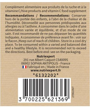 NUTRIEXPERT - Royal Jelly Pollen VitaminC - Supports Natural Defenses - Promotes Vitality Reduces Fatigue - Contributes to the Immune System - 60 Vegetable Capsules - Buy Online on GoSupps.com