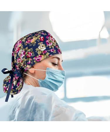 FOHEEL Surgery Cap for Women with Buttons and Ribbon Tie - Multicolor Bouffant Caps for Long Hair - Buy Online on GoSupps.com