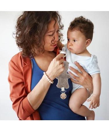 Plush Bear Baby Pacifier Holder Clip | Generic Pacifier Band & Soothing Toy for Boys & Girls - Dark Brown - Buy Online on GoSupps.com