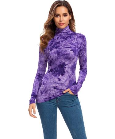 Women's Mock Turtleneck Fitted Underscrub Tee - Violet Purple | Long Sleeve/Sleeveless | Size Small - Buy Online on GoSupps.com