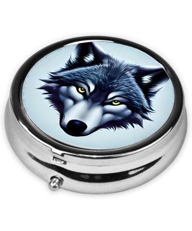 Fierce Wolf Head Round Pill Box | 3 Compartment Travel Organizer | Portable Pill Holder for International Shipping - Buy Online on GoSupps.com