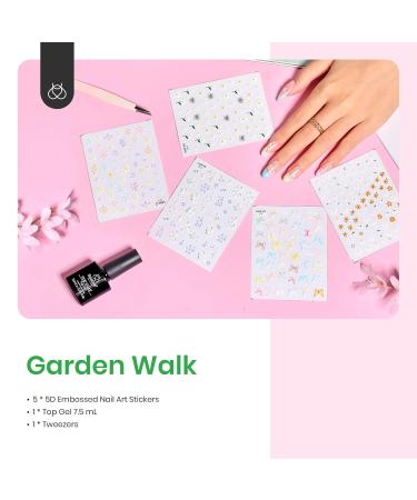 Beetles Gel Polish Top Coat & 5D Flower Nail Stickers - No Wipe UV LED - Perfect for Girls & Women | Garden Walk Design - Buy Online on GoSupps.com