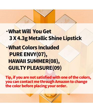 Oulac Metallic Nude Lipstick 3PCS - Vegan & Cruelty-Free Full-Coverage Lip Color - Buy Online on GoSupps.com