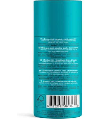 ATTITUDE After Sun Stick Plastic-Free Waterless Plant and Mineral-Based Ingredients Vegan Beauty and Suncare Products Mint and Cucumber 85 grams - Buy Online on GoSupps.com