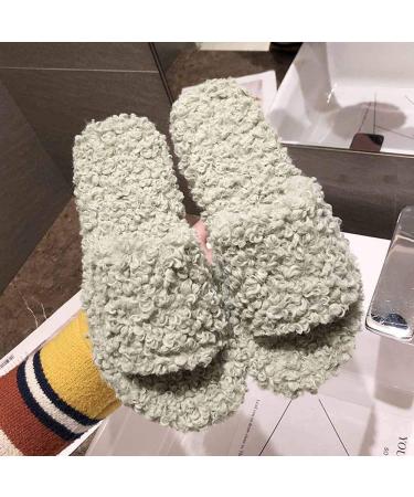 Fluffy Sliders Fur Slippers Women Shoes Furry Flat Sandals Outside Ladies Cute Fluffy Flops Fur Slides with Arch Support Women Slipper for Indoor Outdoor Fashion Sandals (C 24CM) (A 25CM)