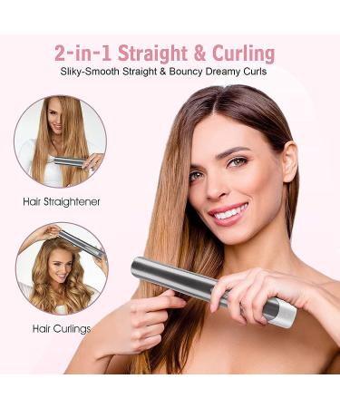 Travel Cordless Hair Straightener and Curler 2 in 1 Rechargeable