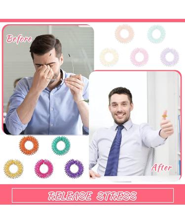 Blulu 50-Piece Acupressure Rings Set for Teens & Adults - Spiky Sensory Finger Massager & Stress Reducer - Orange, Yellow, Purple, Green, Rose Red - Buy Online on GoSupps.com
