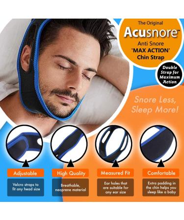 Acusnore MAX Action Anti Snoring Chin Strap - Adjustable Comfortable Universal Snore Stopper - Buy Online on GoSupps.com